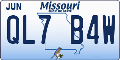 MO license plate QL7B4W