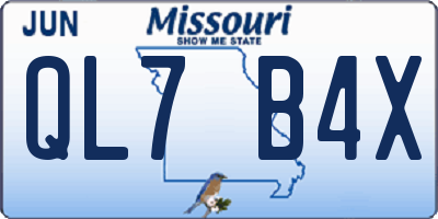 MO license plate QL7B4X