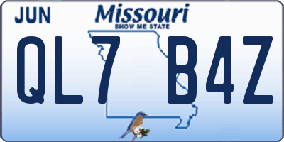 MO license plate QL7B4Z