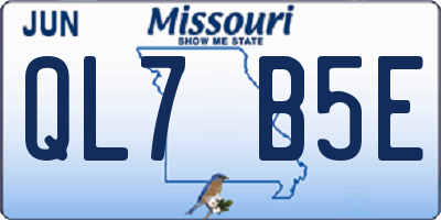 MO license plate QL7B5E