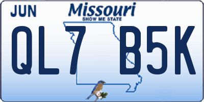 MO license plate QL7B5K