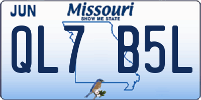 MO license plate QL7B5L