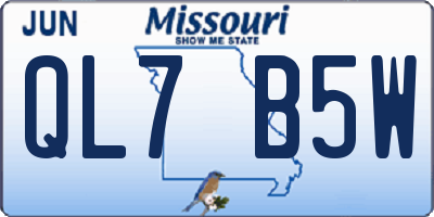 MO license plate QL7B5W