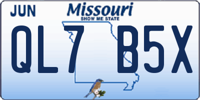 MO license plate QL7B5X