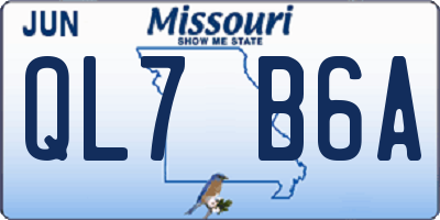 MO license plate QL7B6A