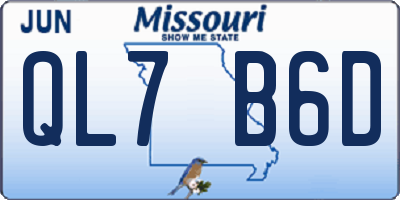 MO license plate QL7B6D