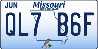MO license plate QL7B6F