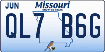 MO license plate QL7B6G