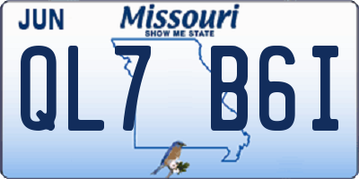 MO license plate QL7B6I