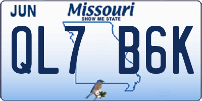 MO license plate QL7B6K