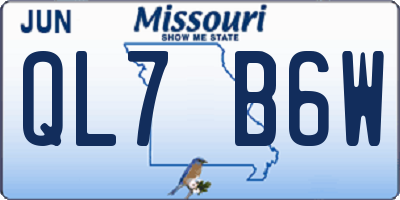 MO license plate QL7B6W