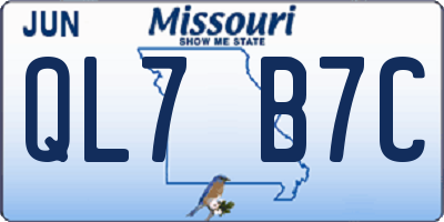 MO license plate QL7B7C