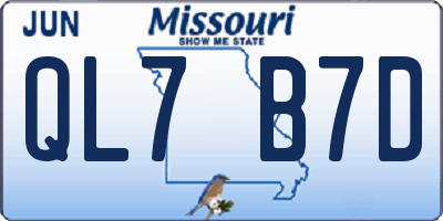 MO license plate QL7B7D