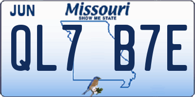 MO license plate QL7B7E