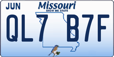 MO license plate QL7B7F