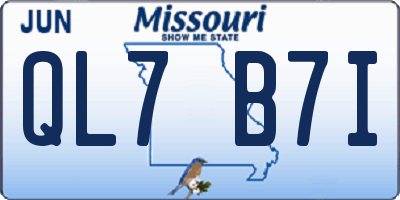 MO license plate QL7B7I