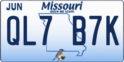 MO license plate QL7B7K