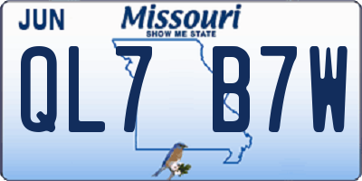 MO license plate QL7B7W