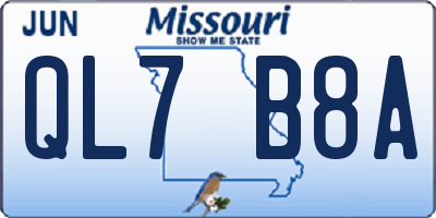 MO license plate QL7B8A