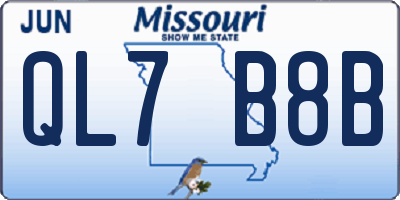 MO license plate QL7B8B