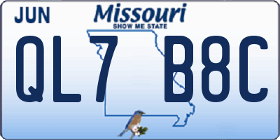 MO license plate QL7B8C