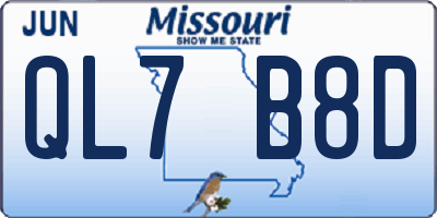 MO license plate QL7B8D