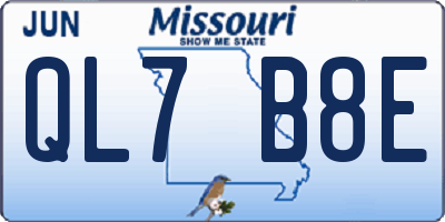 MO license plate QL7B8E