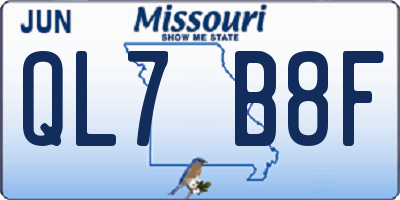 MO license plate QL7B8F