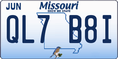 MO license plate QL7B8I