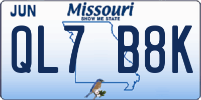 MO license plate QL7B8K