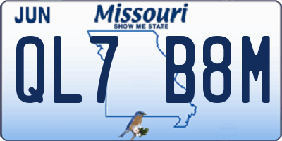 MO license plate QL7B8M
