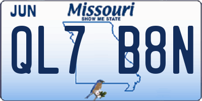 MO license plate QL7B8N
