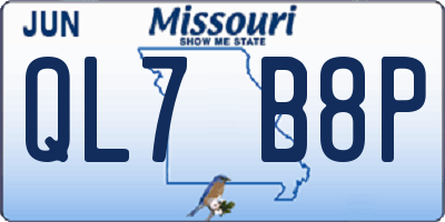 MO license plate QL7B8P