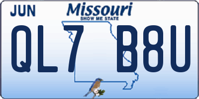 MO license plate QL7B8U