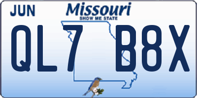 MO license plate QL7B8X