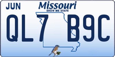 MO license plate QL7B9C