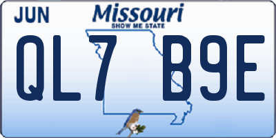 MO license plate QL7B9E