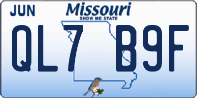 MO license plate QL7B9F
