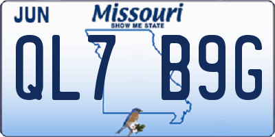 MO license plate QL7B9G