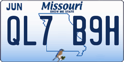 MO license plate QL7B9H