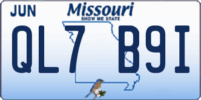 MO license plate QL7B9I