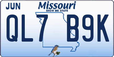 MO license plate QL7B9K