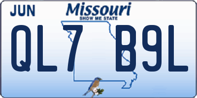 MO license plate QL7B9L