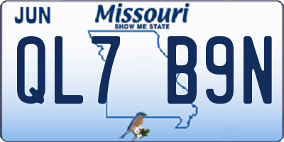 MO license plate QL7B9N