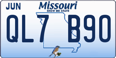 MO license plate QL7B9O