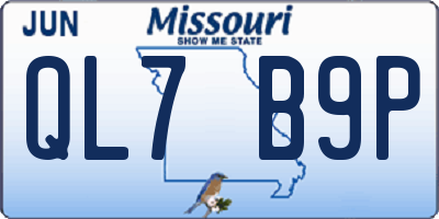 MO license plate QL7B9P