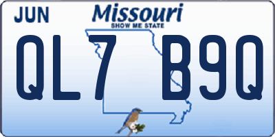 MO license plate QL7B9Q