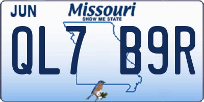 MO license plate QL7B9R