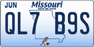 MO license plate QL7B9S