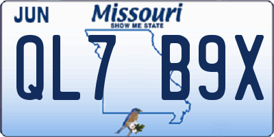 MO license plate QL7B9X